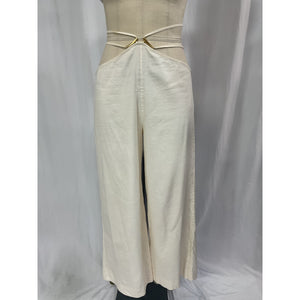 Cult Gaia 'Tessa' Off White Linen Blend Tie Waist Pants Size S