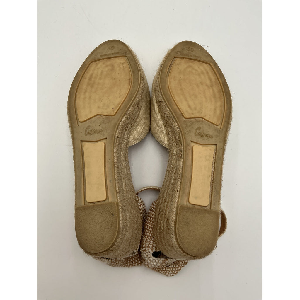 Castaner Bianca 60 Mm Ivory Leather Wedge Espadrille Sandal Size 9