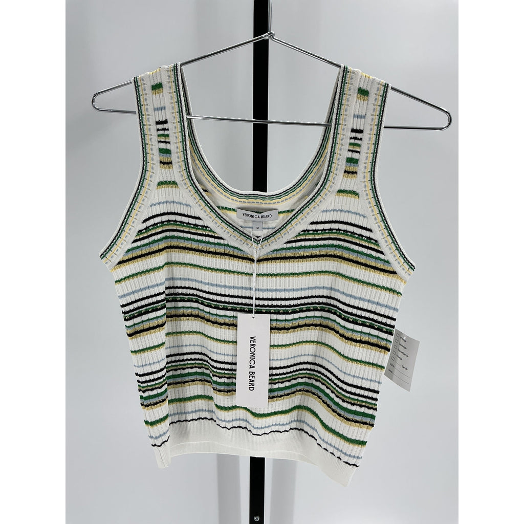 Veronica Beard 'Carlin' Off White Viscose Striped Knit Tank Top Size M - NWT