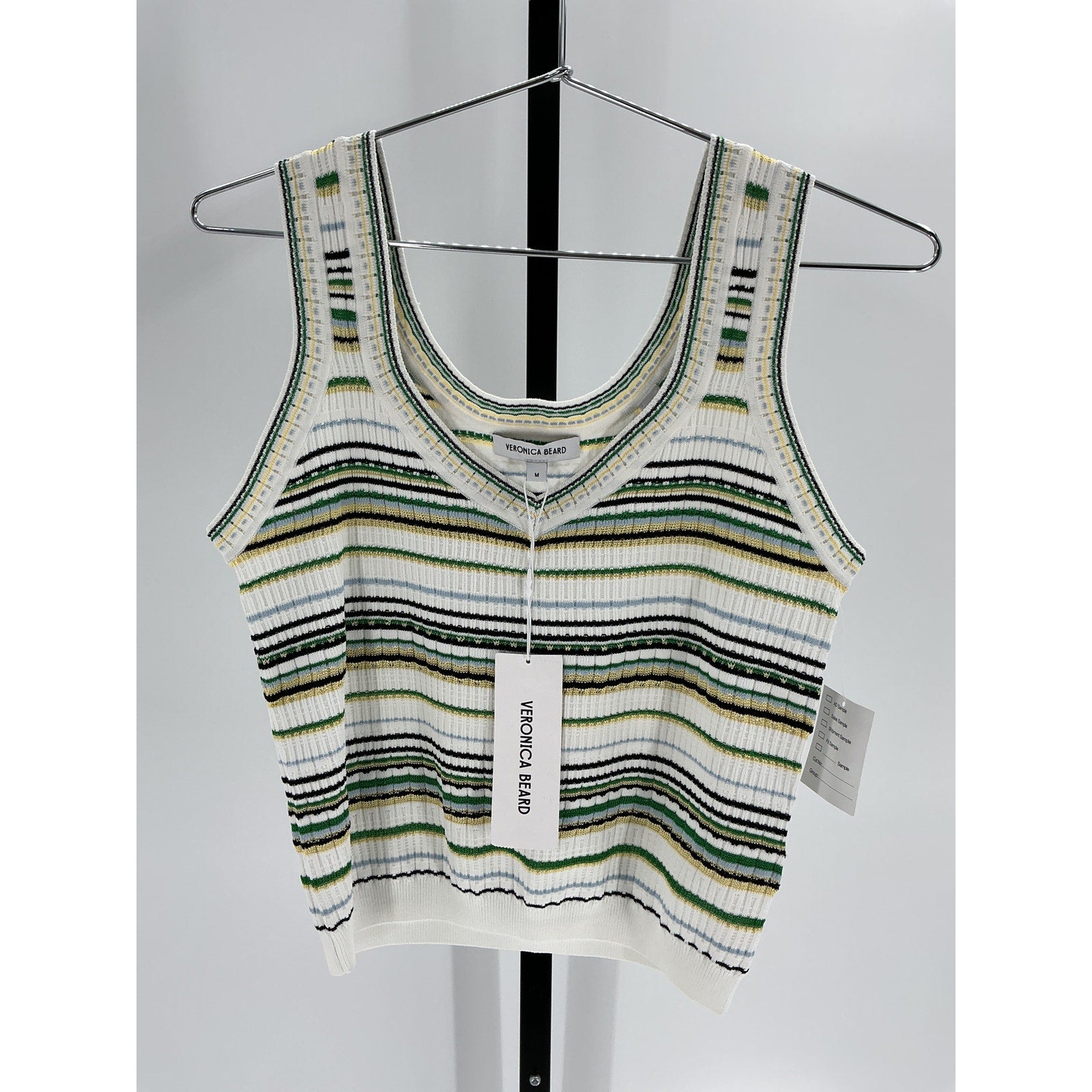 Veronica Beard 'Carlin' Off White Viscose Striped Knit Tank Top Size M - NWT