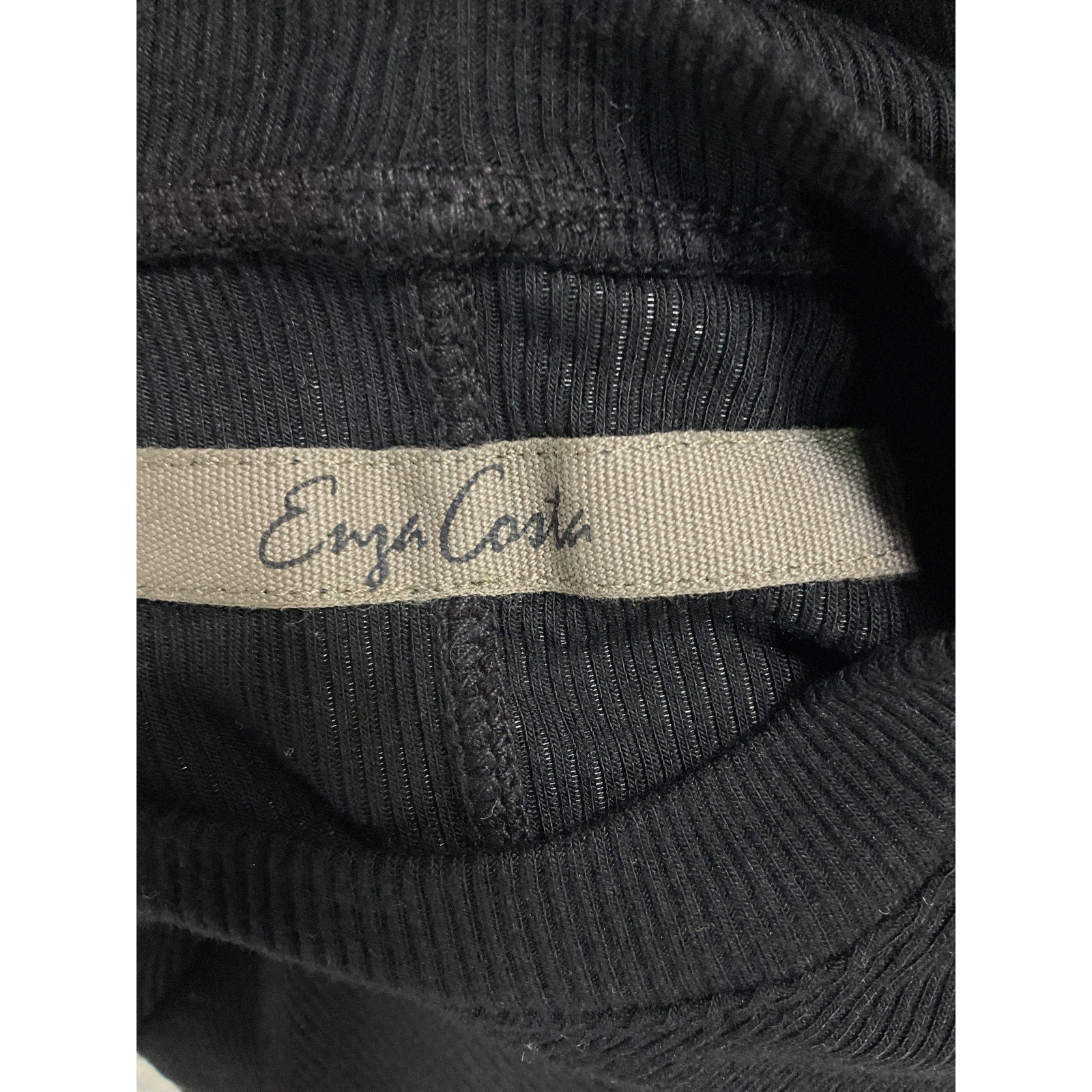 Enza Costa Half Sleeve Black Crew Midi Dress Size S