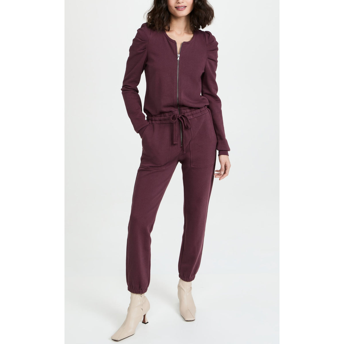 Rebecca Minkoff 'Janine' Red Long Sleeve Round Neck Jumpsuit Romper Size XS