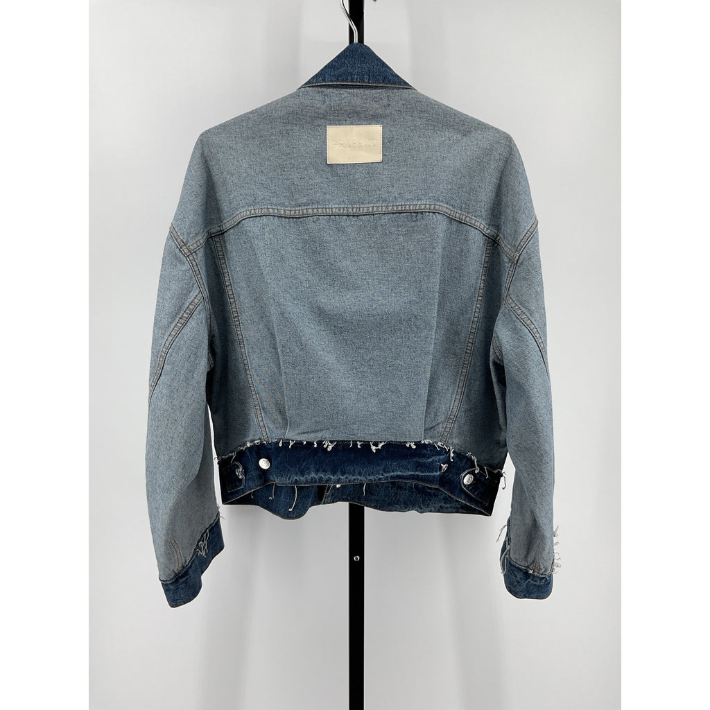Grlfrnd 'Christi' Blue Cotton Oversized Reversible Denim Jacket Size XS