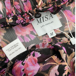 Misa Los Angeles Ruffled Black And Purple Vittoria Dress Size M