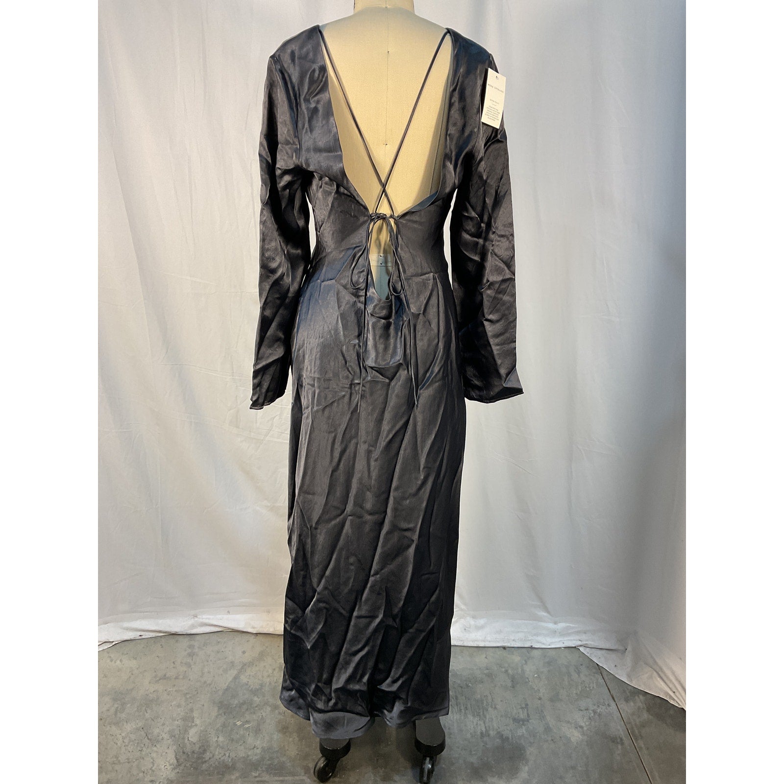 Third Form 'Crush' Grey Open Back Maxi Dress Size L - NWT