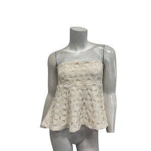Line & Dot 'Bowen' Ivory Strapless Top Size S