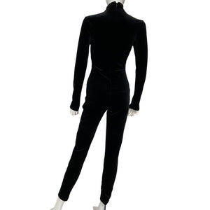L'Agence Velvet Black Zahara Catsuit Size S