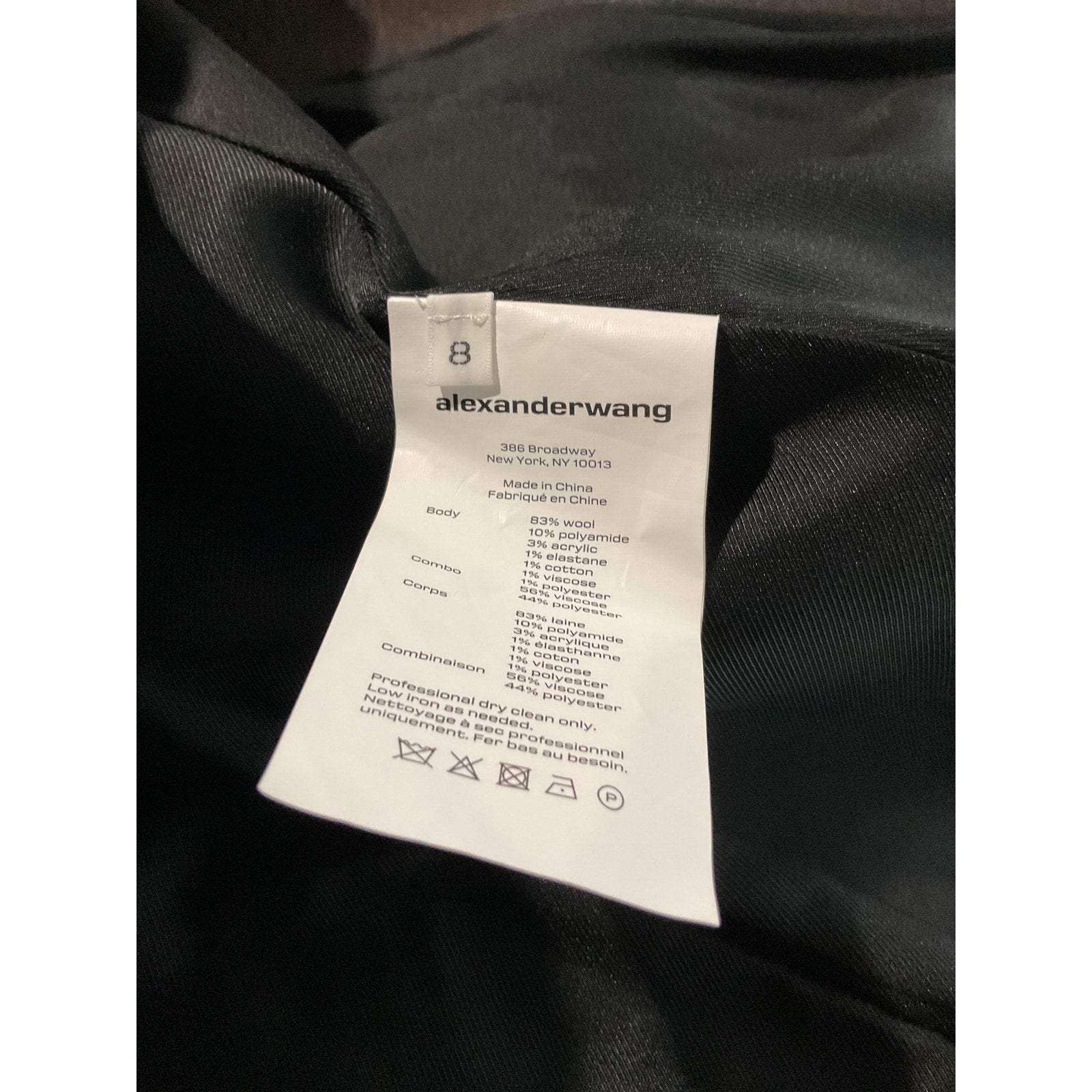 Alexander Wang 'Fitted' Black Wool Jacket With Stacked Detail Size 8 - NWT