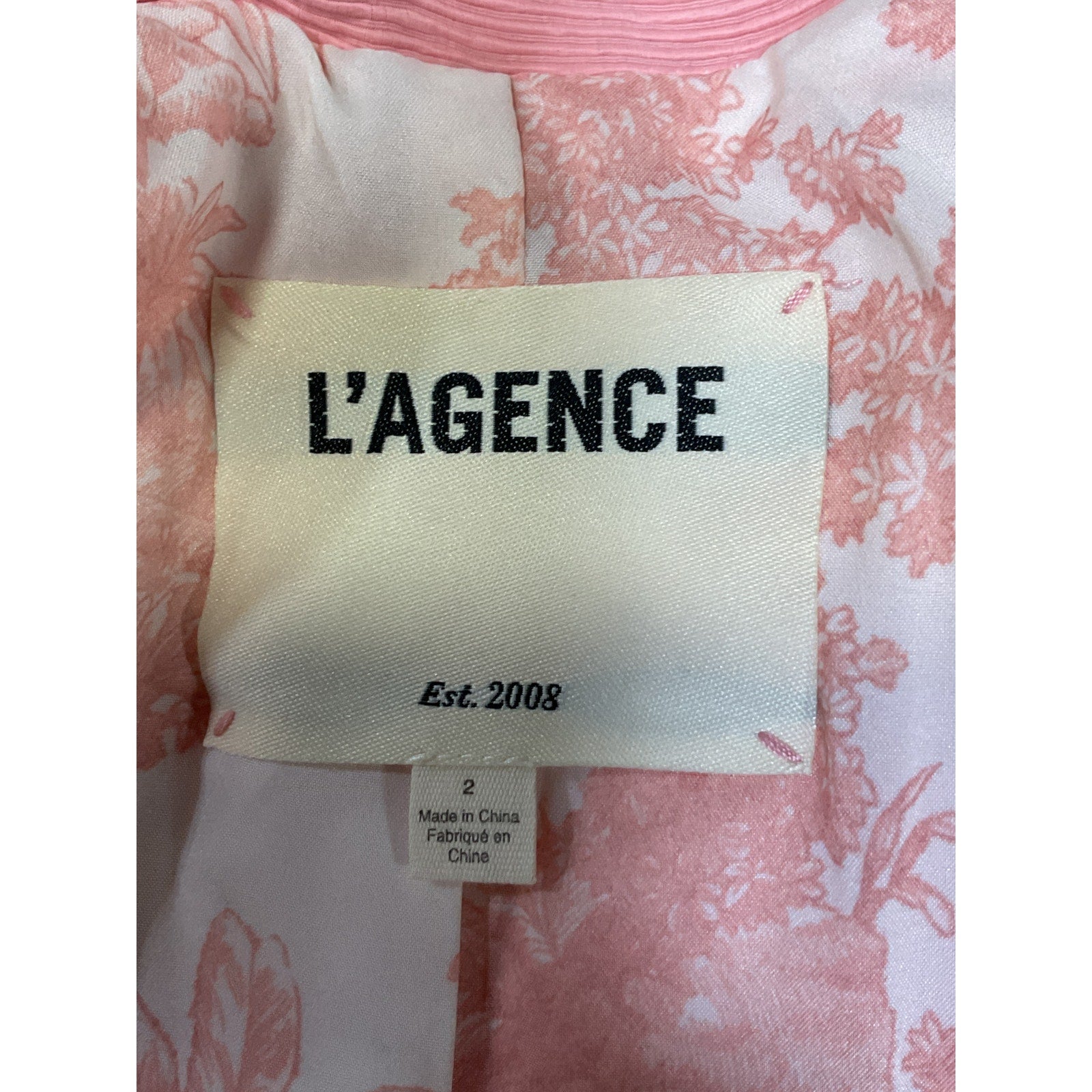 L'Agence 'Kenzie' Pink Double Breasted Blazer Size 2