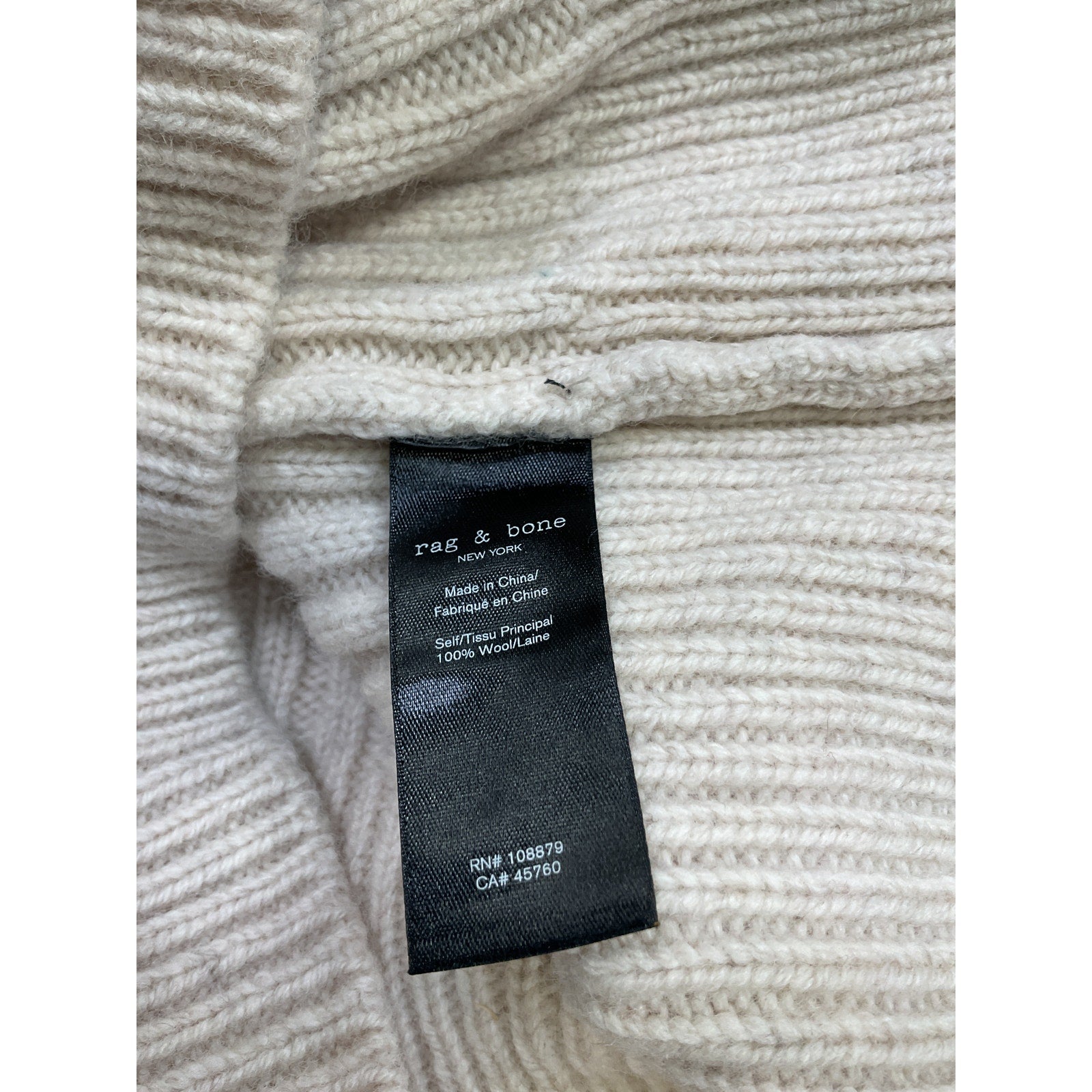 Rag & Bone 'Oaks' White Wool Mockneck Top Size S