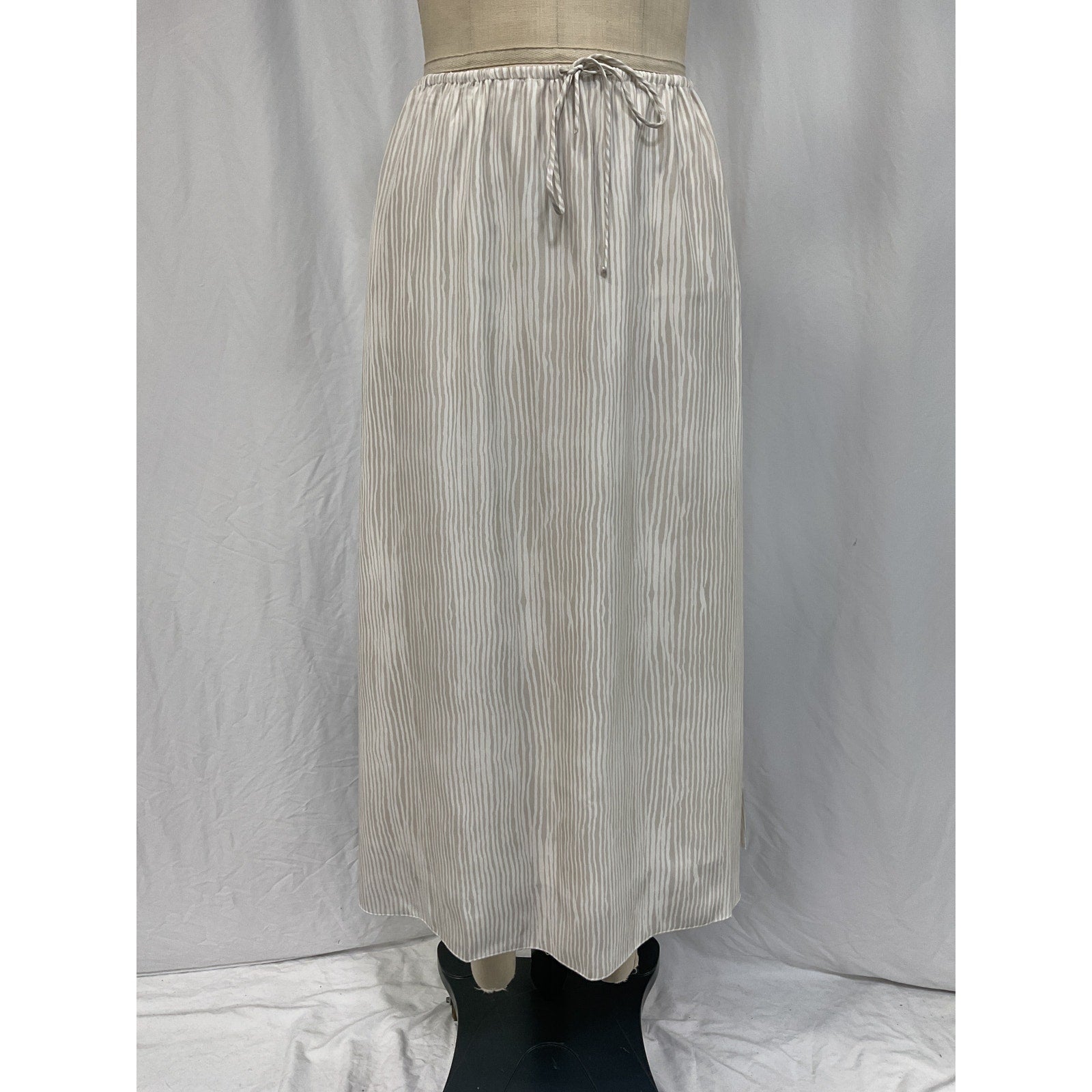 Atm Anthony Thomas White Melillo Striped Silk-Crepe Midi Skirt Size S