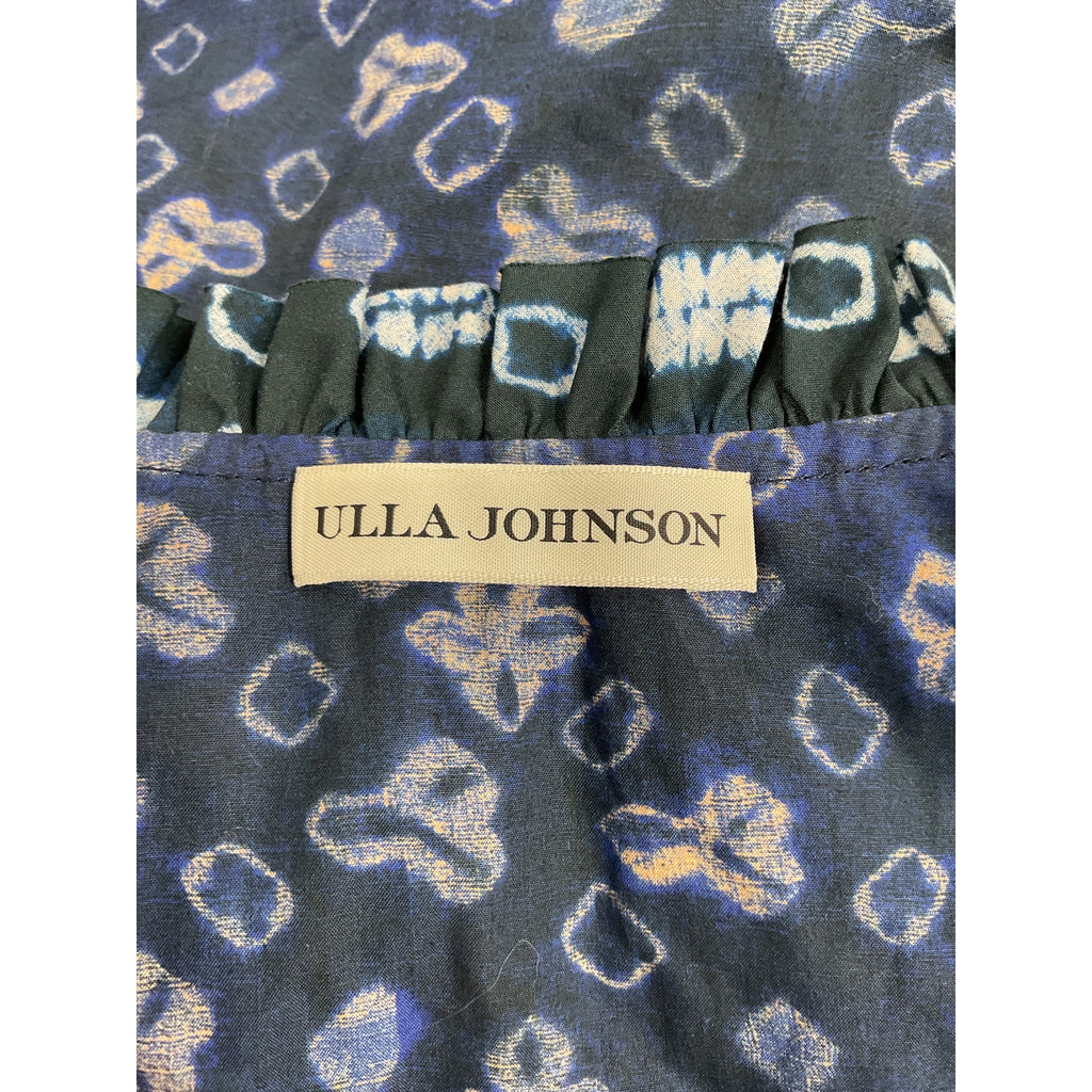Ulla Johnson 'Solina' Black Frill-Trimmed Cotton Short Ruffle Sleeve Blouse Size US 0