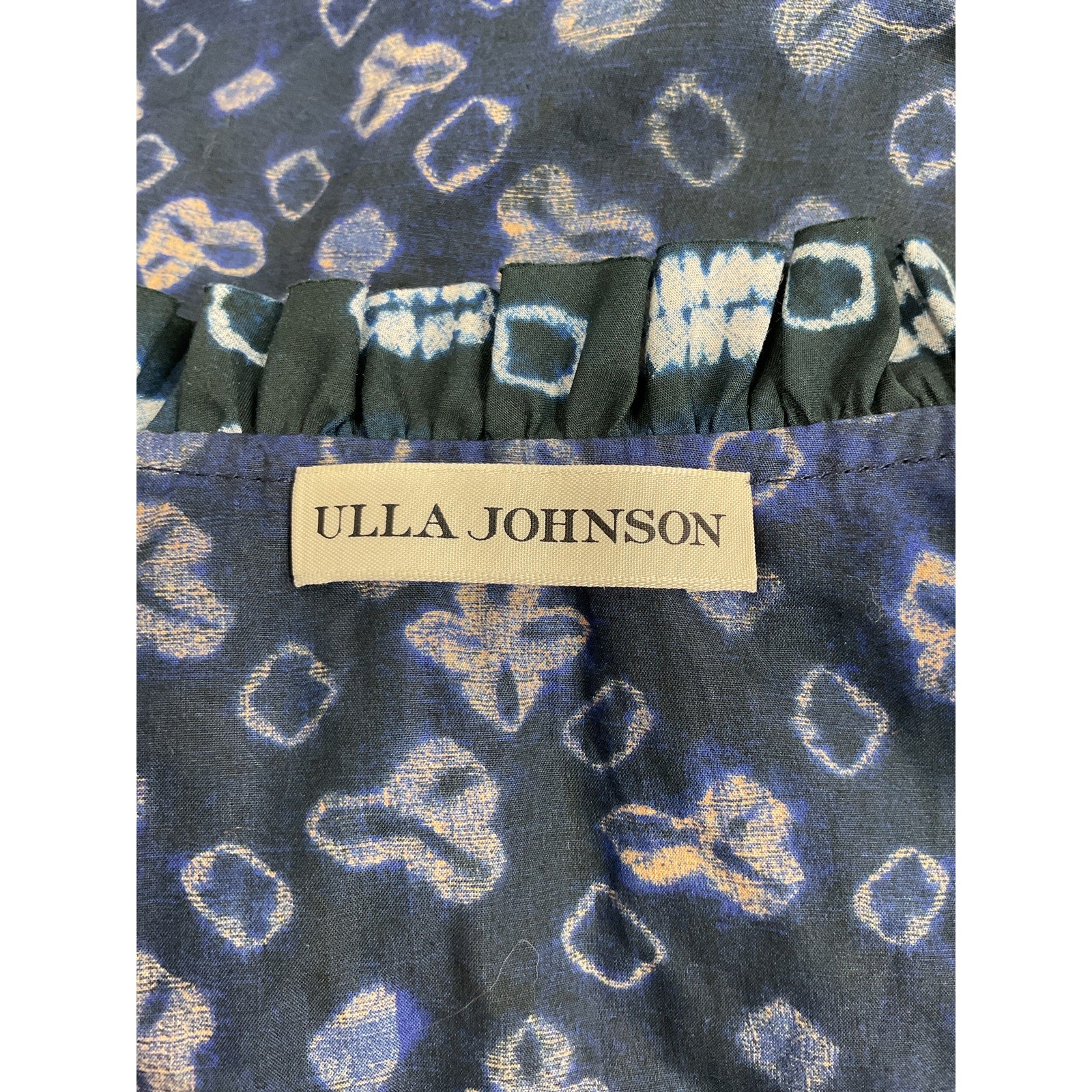 Ulla Johnson 'Solina' Black Frill-Trimmed Cotton Short Ruffle Sleeve Blouse Size US 0