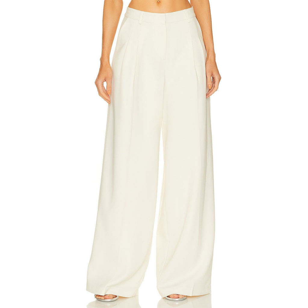 Simkhai 'Sanaz' White Crepe Pleated Trouser Size 4