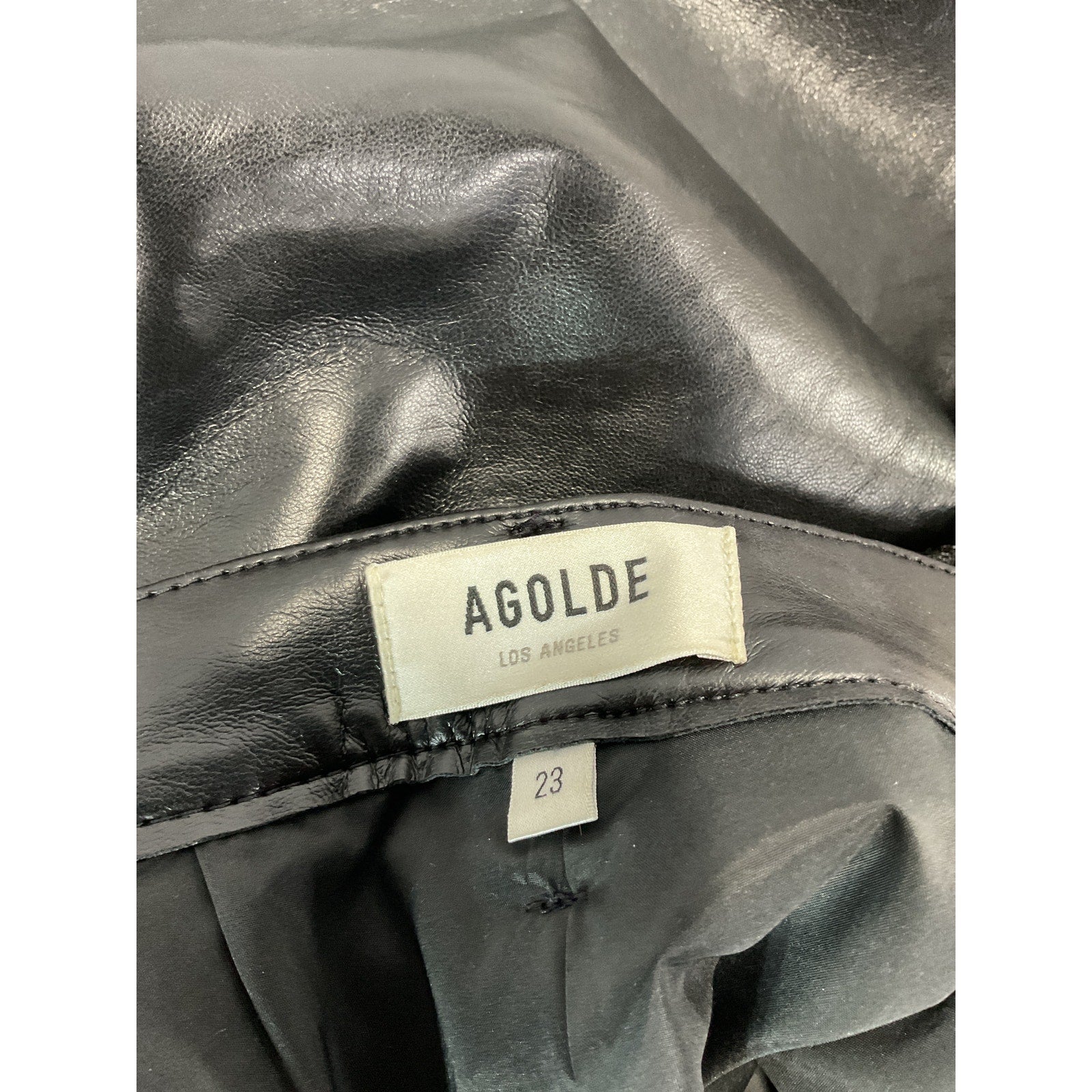 Agolde 'Recycled' Black Leather Fitted '90s' Pants Size 23