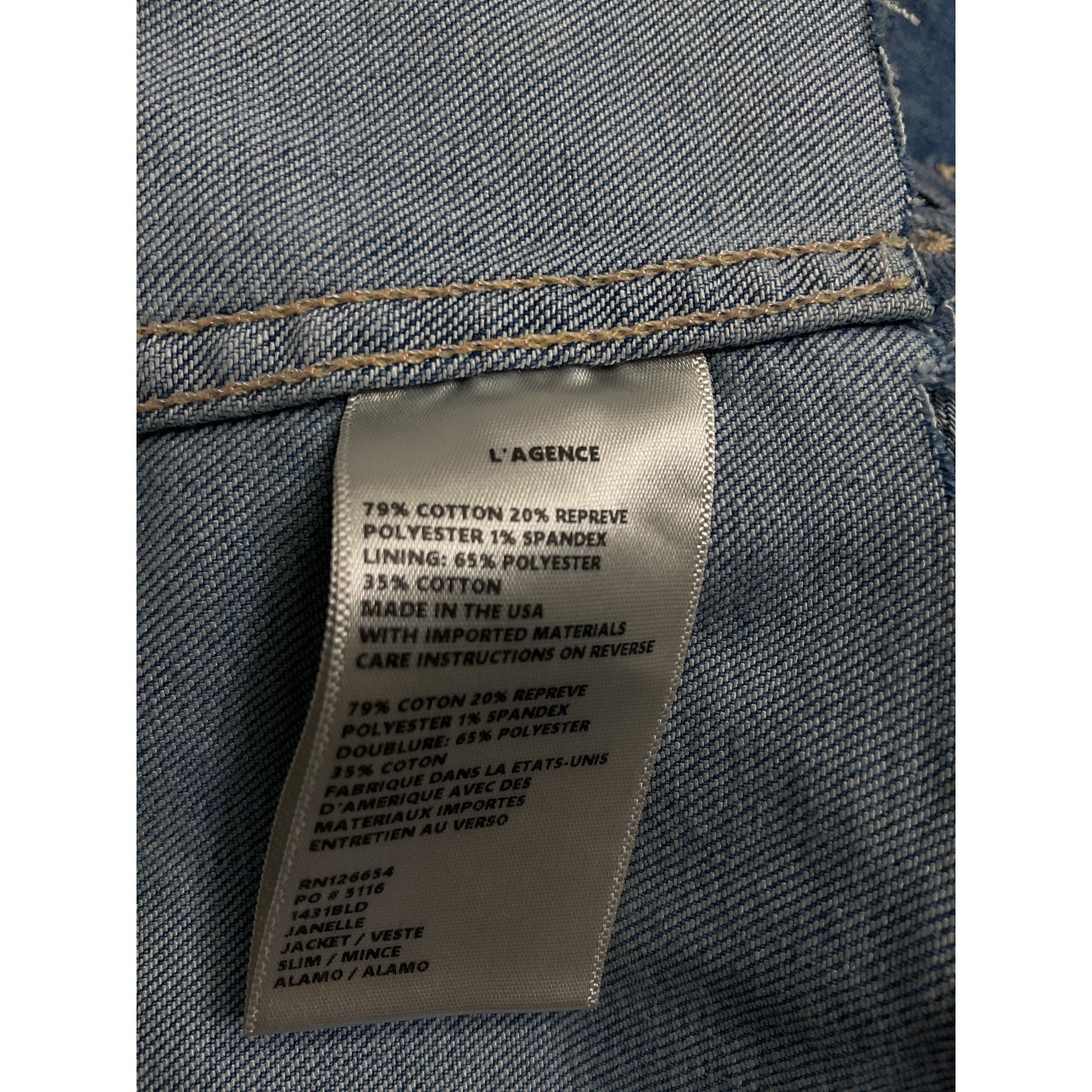 L'Agence 'Janelle' Blue Slim Undone Jacket Size XS