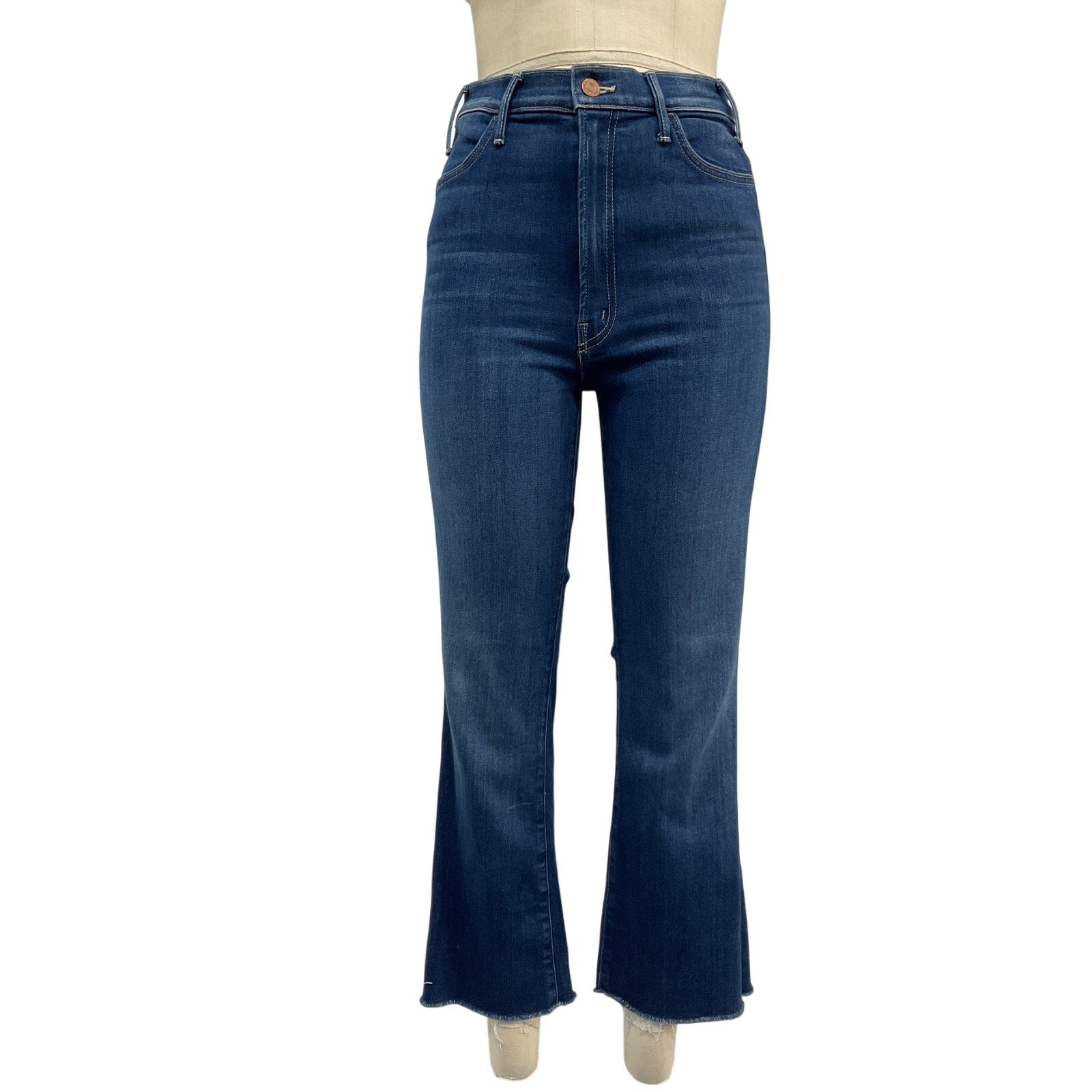 Mother 'The Hustler' Blue Cotton Ankle Fray Denim Jean Size 30