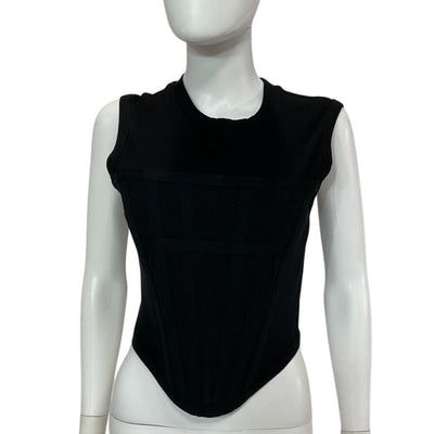 Dion Lee Sculpted Black Corset Detail Crop Tank Size M NWT