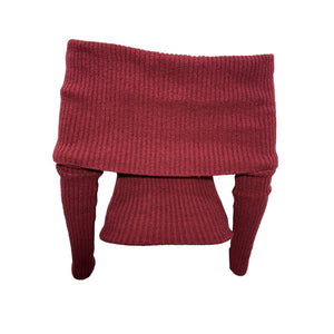 L'Academie Ribbed Burgundy Off-Shoulder Sweater Size S