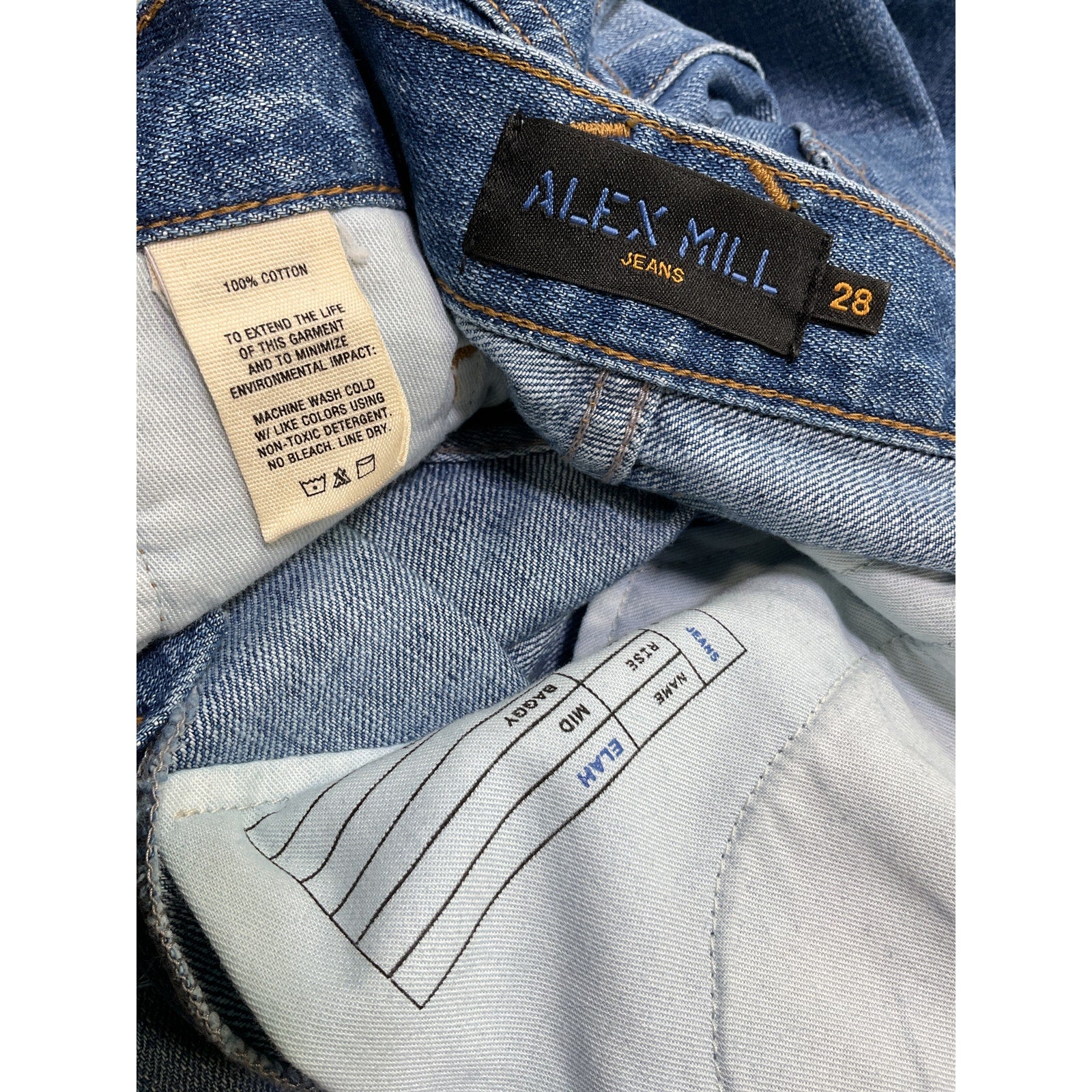 Alex Mill 'Ella' Blue Cotton Arc Denim Jean Size 28