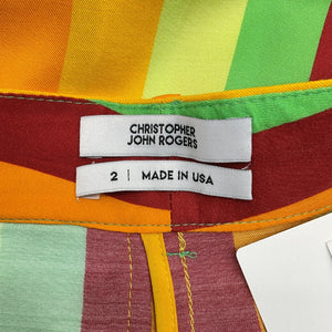 Christopher John Rogers Vibrant Saffron Striped Twill Wide-Leg Pants Size US 2