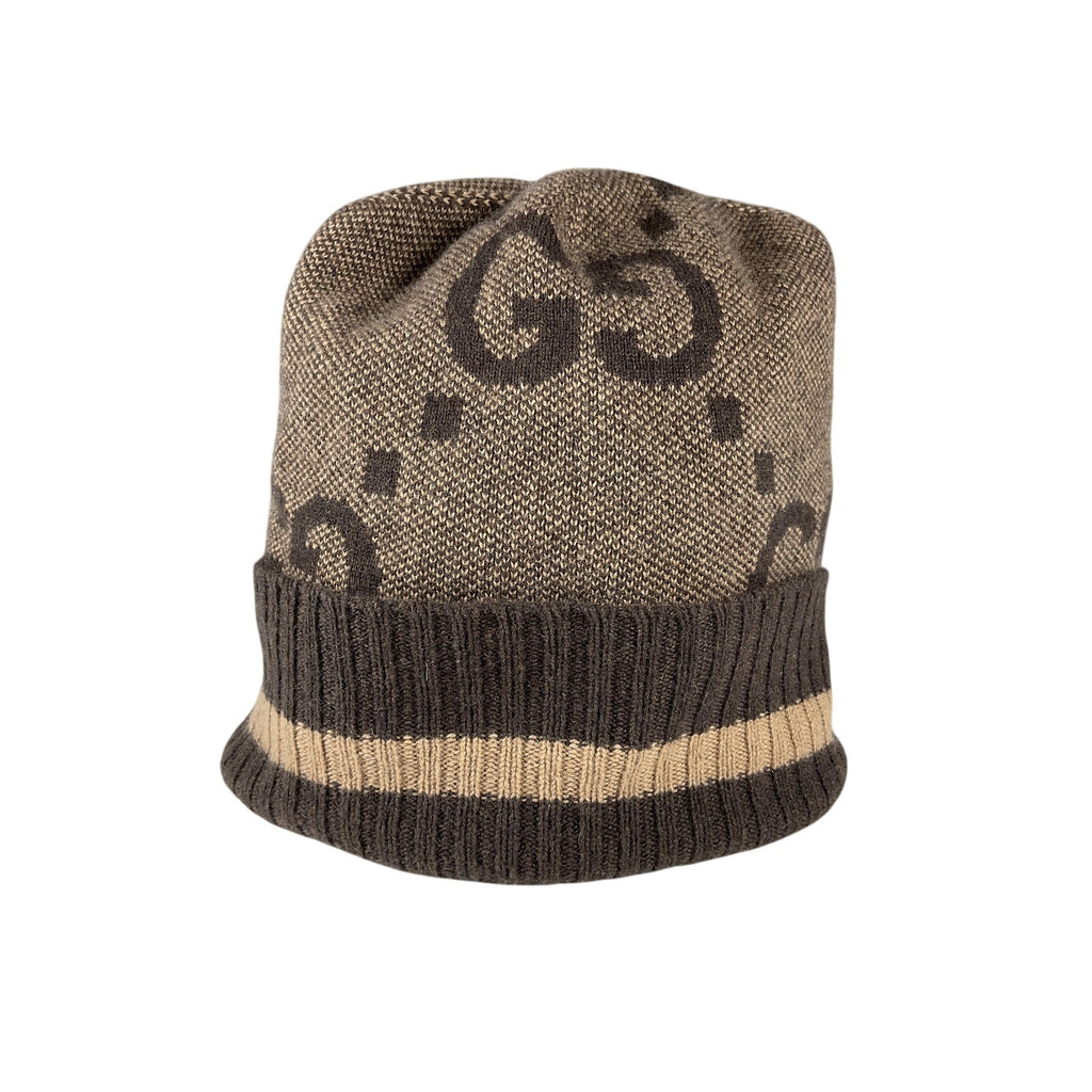 Gucci 'Gg' Brown Cashmere Hat Size M