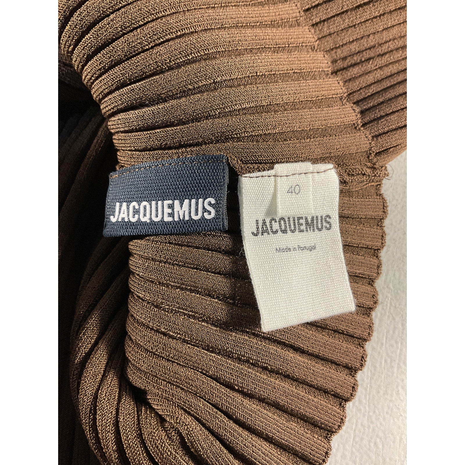 Jacquemus 'La Maille Oro' Brown Long Sleeve Off Shoulder Blouse Size 40
