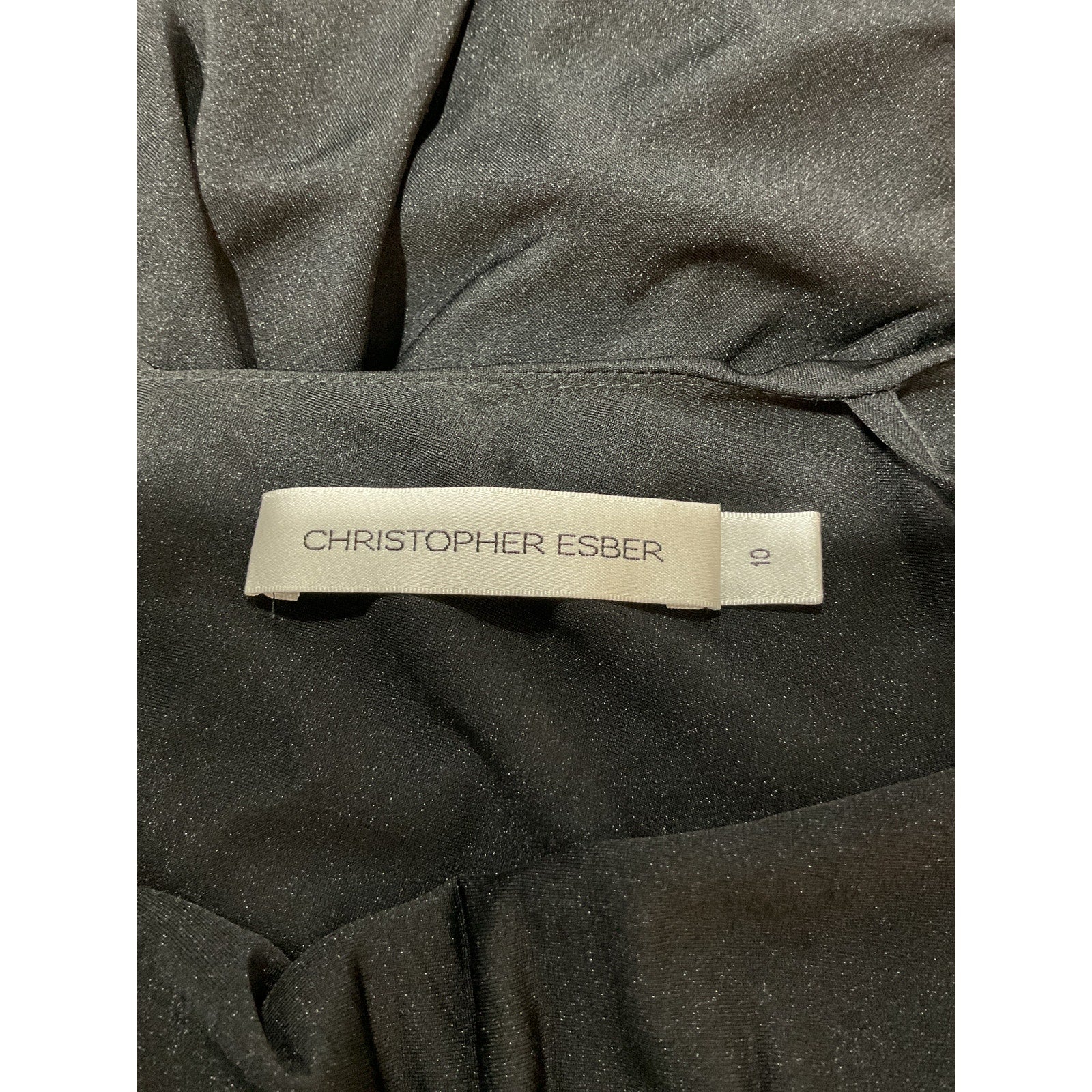 Christopher Esber 'Galathea' Black Viscose Asymmetric Long Dress Size 10