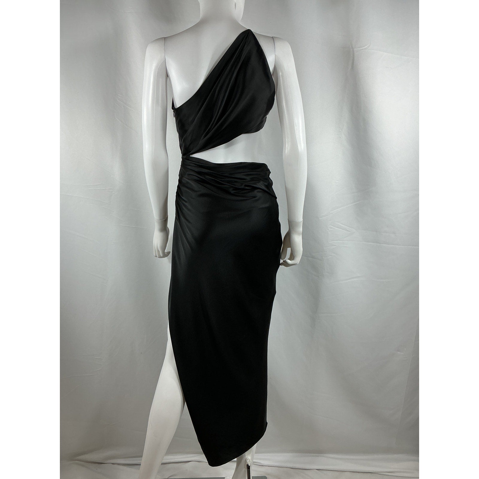 The Sei One Shoulder Black Silk Cut Out Dress Size 2