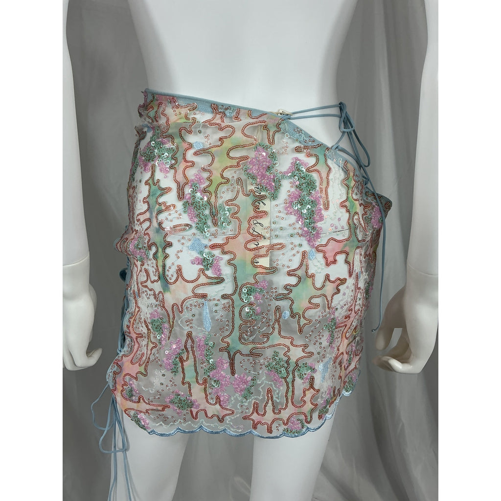 For Love & Lemons 'Monique' Blue Mini Skirt Size S
