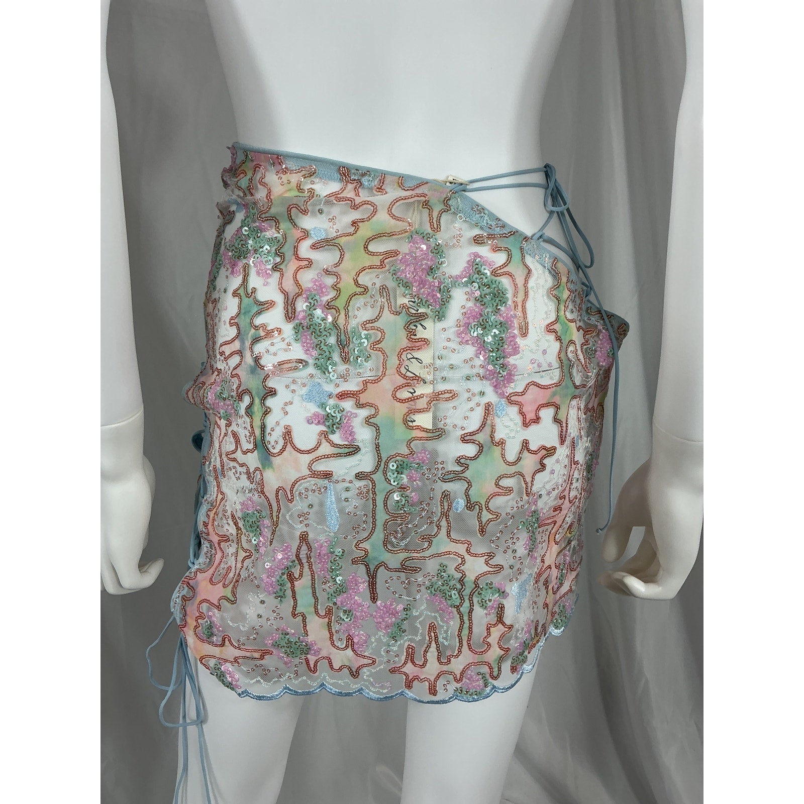 For Love & Lemons 'Monique' Blue Mini Skirt Size S