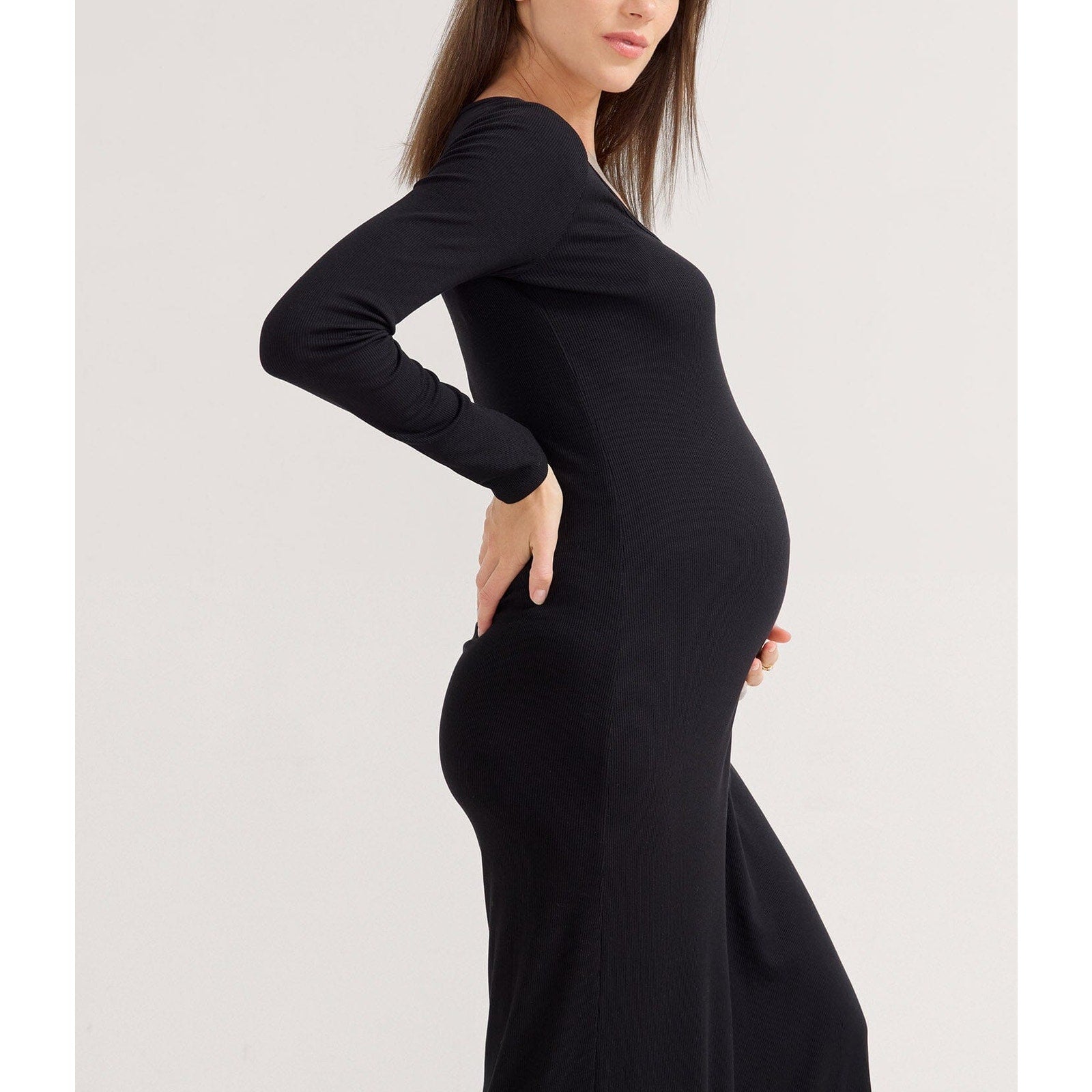 Hatch The Longsleeve Black Rayon Rib Dress Size 2