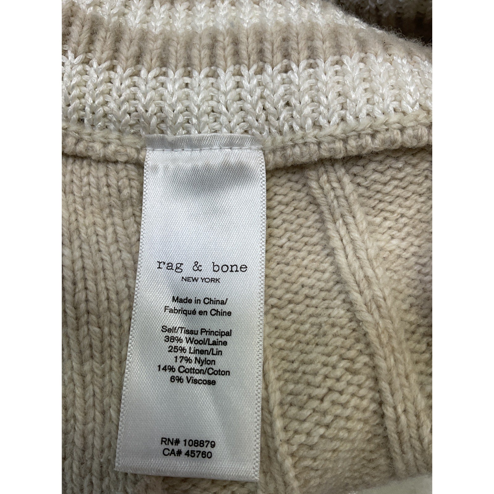 Rag & Bone 'Serena' Beige Striped Ribbed-Knit Shorts Size S