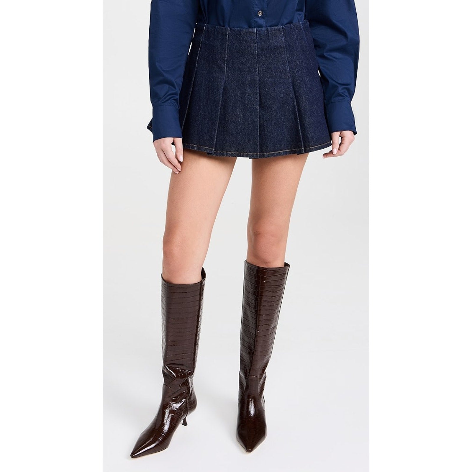 Ser.O.Ya 'Gimlet' Blue Cotton Mid Rise Mini Skirt Size S - NWT