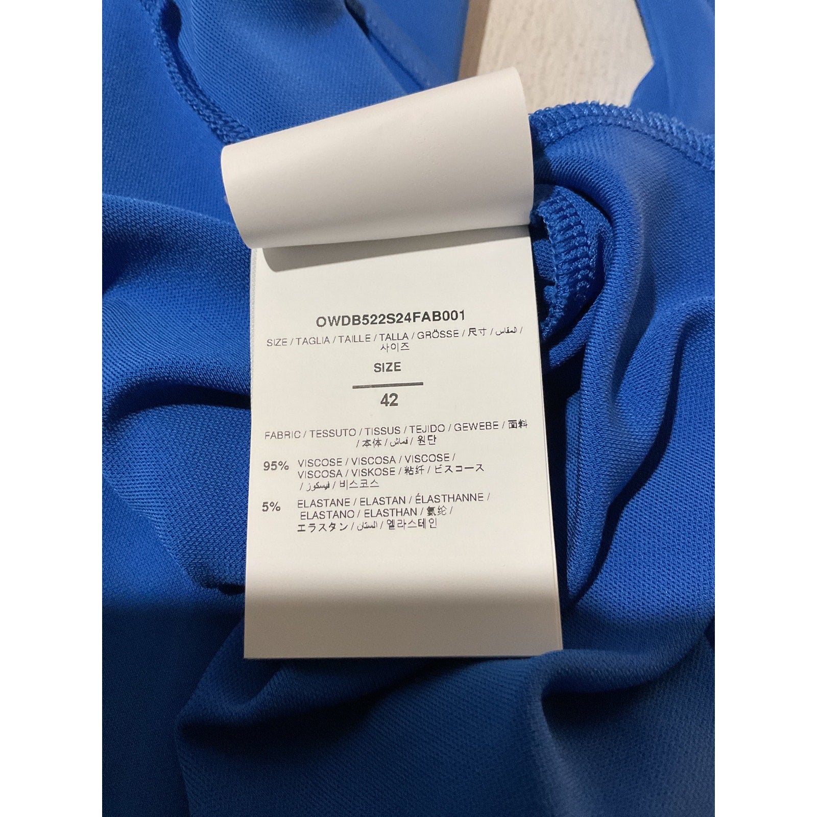 Off-White Twist-Front Blue Viscose Printed Jersey Mini Dress Size 42