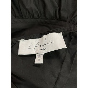 L'Academie Ruched Black Stanza Midi Dress Size M