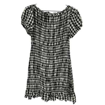 Dôen 'Rizzo' Black Shirred Gingham Voile Mini Dress Size M