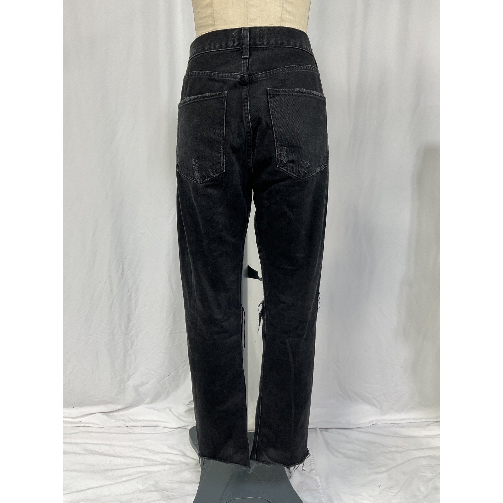Agolde 'Cherie' Black Cotton High Rise Straight Denim Jean Size 29
