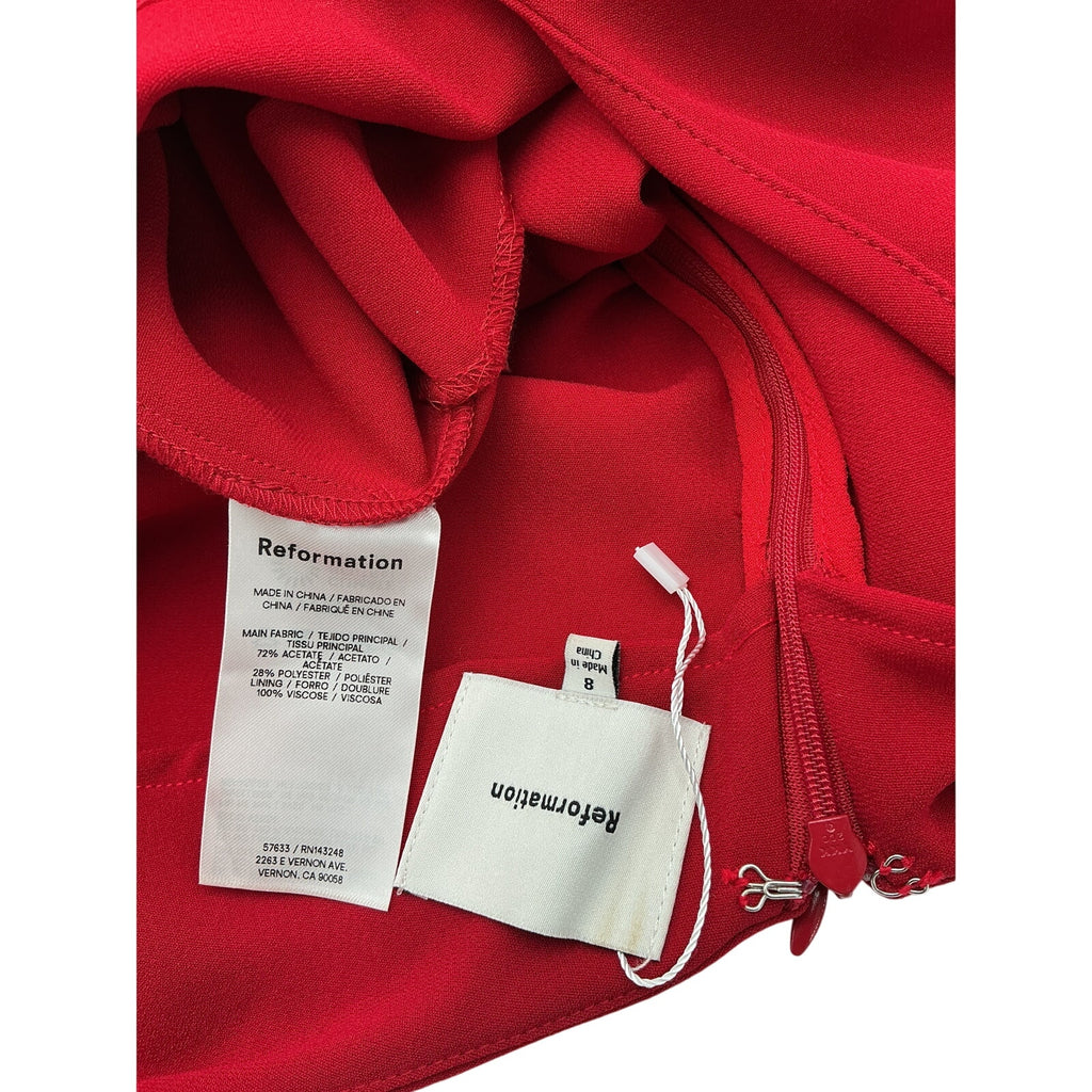 Reformation 'Nino' Red Acetate Dress Size 8