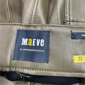 Maeve Faux Leather Moss Colette Pants Size 32 NWT