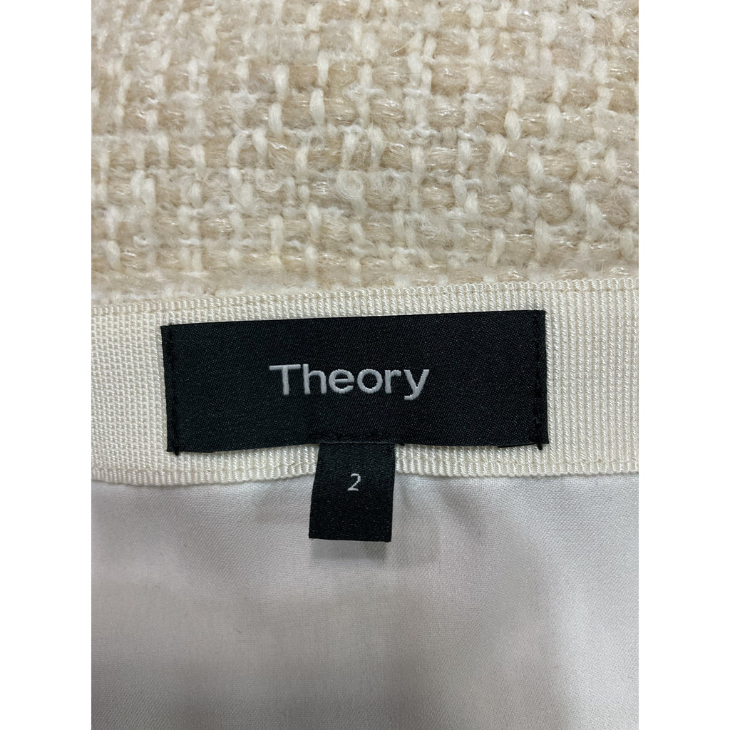 Theory 'A-Line' White Wool Blend Mini Skirt Size 2 - NWT