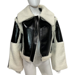H:ours Plush Black & Ivory Lalita Jacket Size L