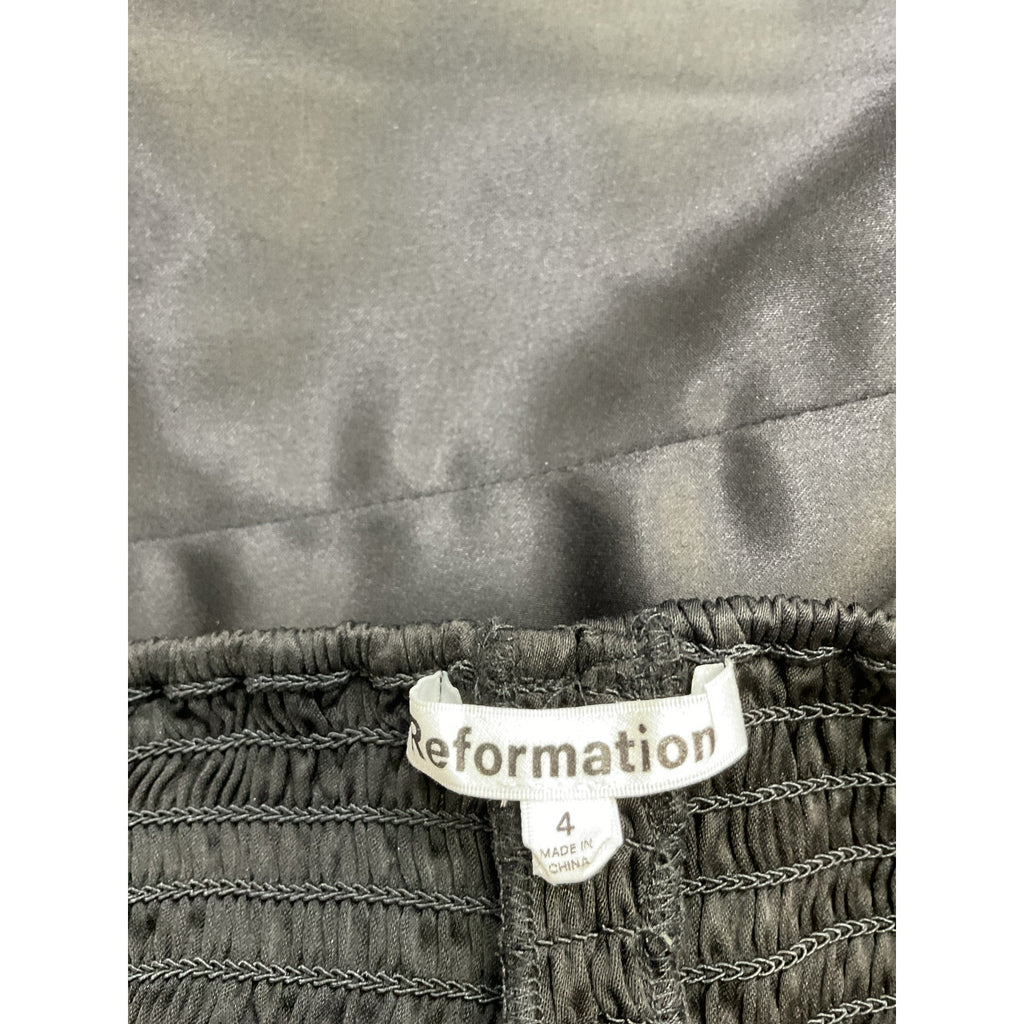 Reformation 'Natalie' Black Acetate Satin Top Size 4