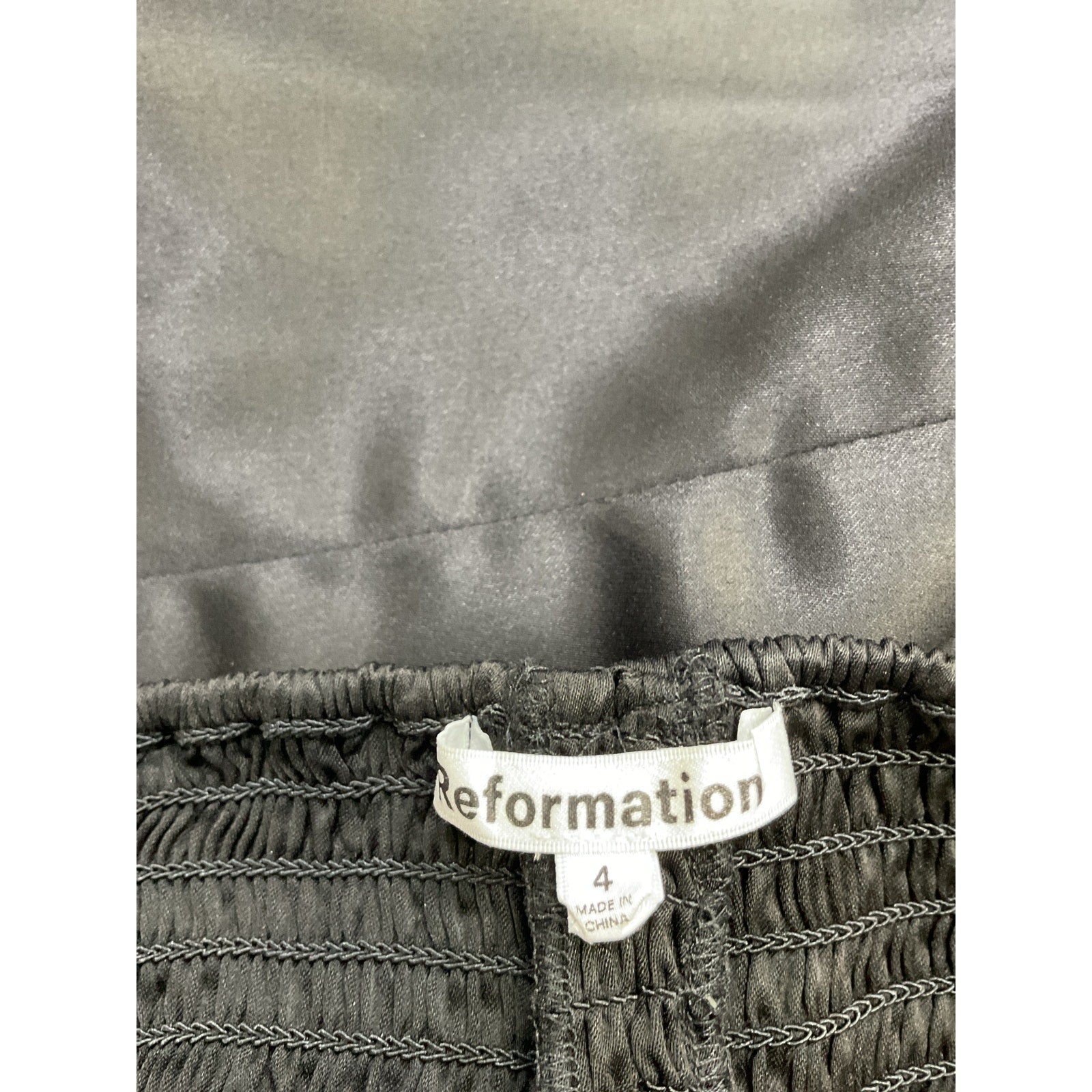 Reformation 'Natalie' Black Acetate Satin Top Size 4