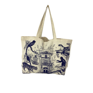 Sézane Printed Navy Blue Paraiso Tote Bag Size