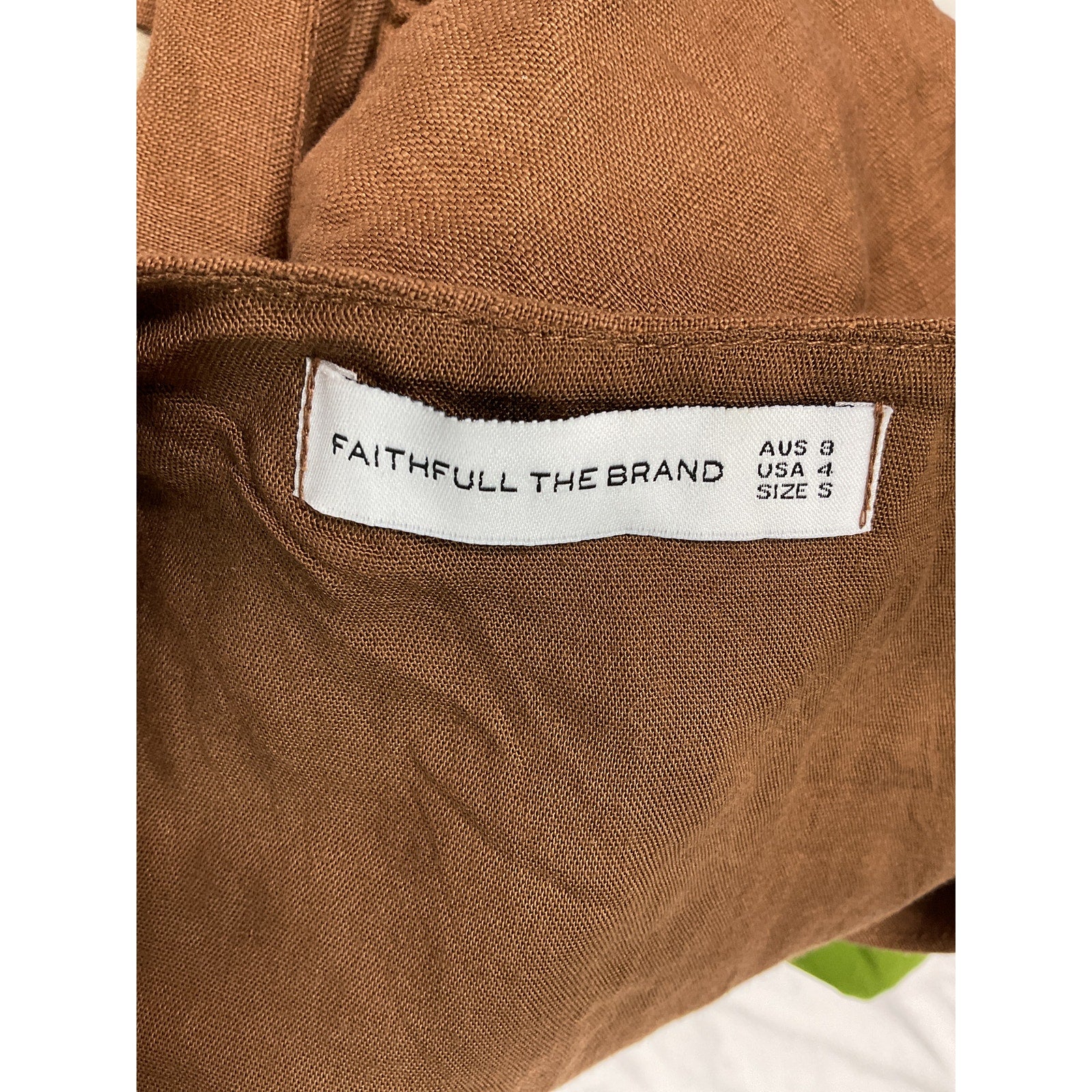 Faithfull The Brand 'Desitha' Brown Linen Top Size S
