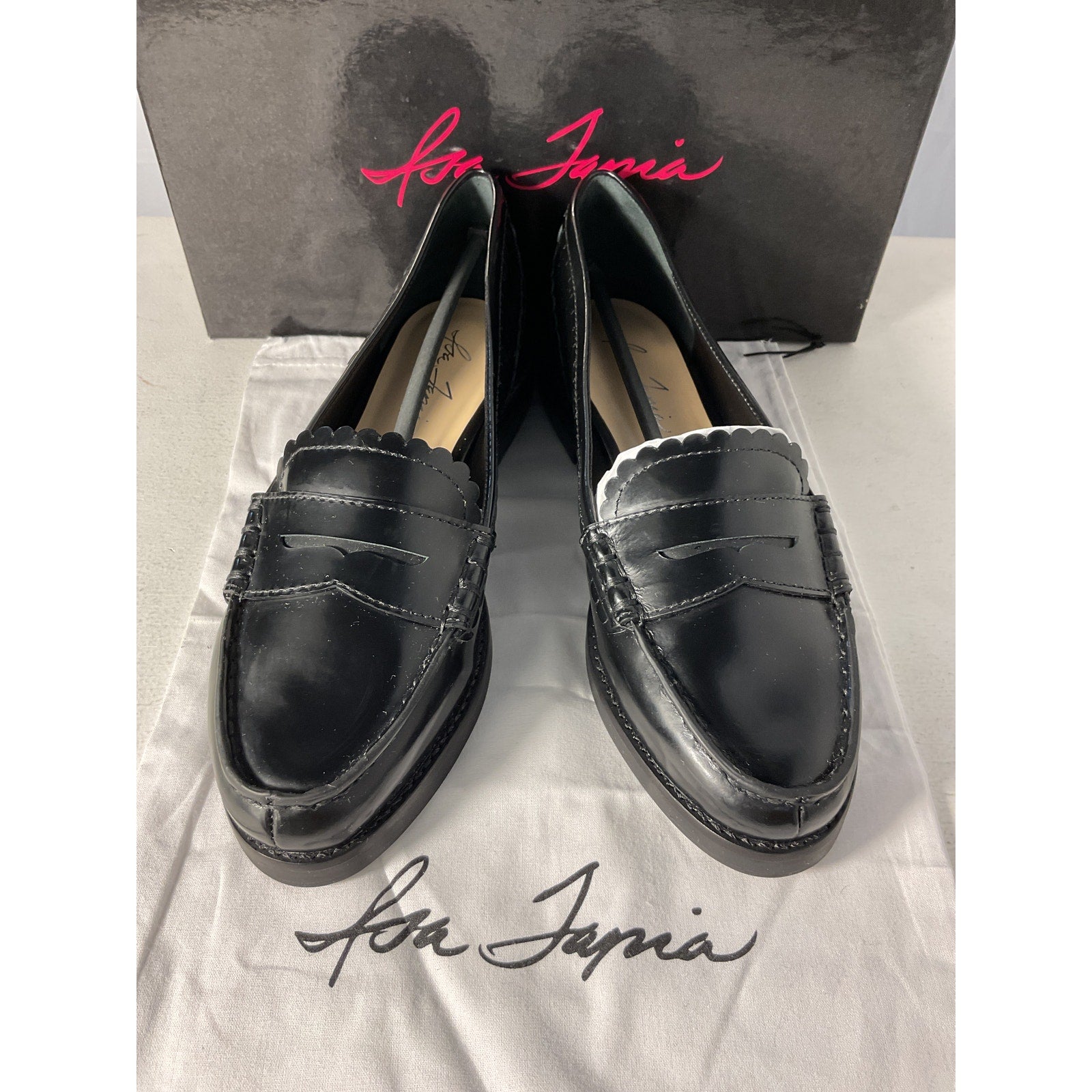 Loveshackfancy 'Isa' Black Leather Tapia Caroline Loafer Size 8