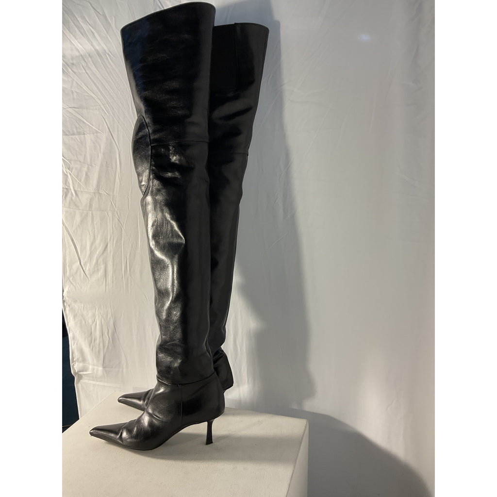 Alexander Wang 'Viola 65' Black Leather High Hip Boot Size 8