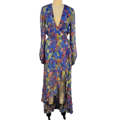 Caroline Constas Floral Blue Liv Gown Size S