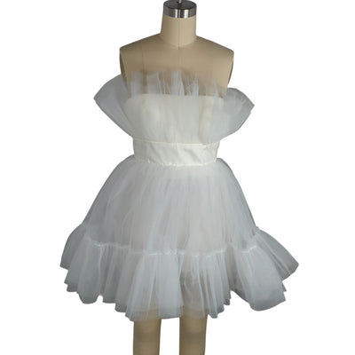 Katie May Ruffled Ivory Ellee Mini Dress Size M